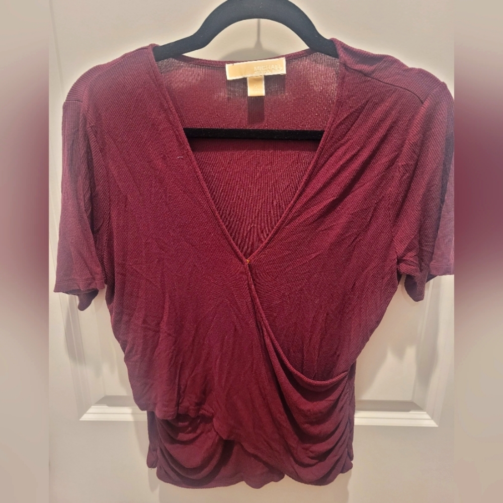 Michael Kors Plum Wrap Ruched Top
